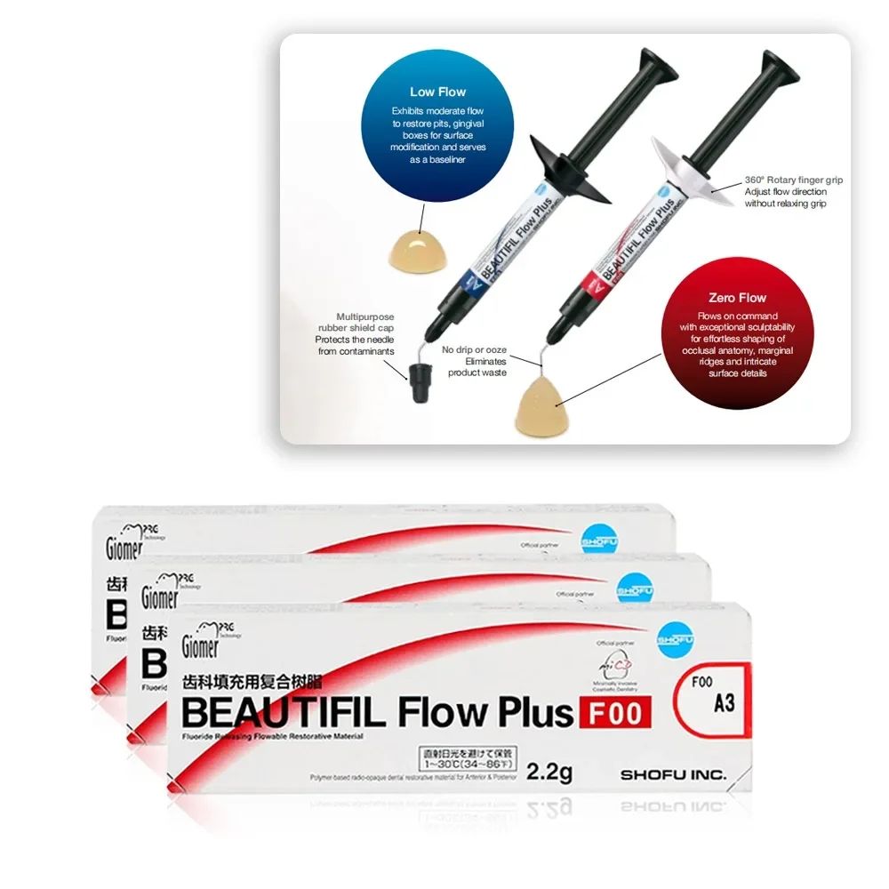 Фото Композитный материал SHOFU BEAUTIFIL Flow Plus F00 F02 F03 F10, текучая композитная смола, оттенок A2/A3, для реставрационных работ в стоматологии, 1/3 шт. №4