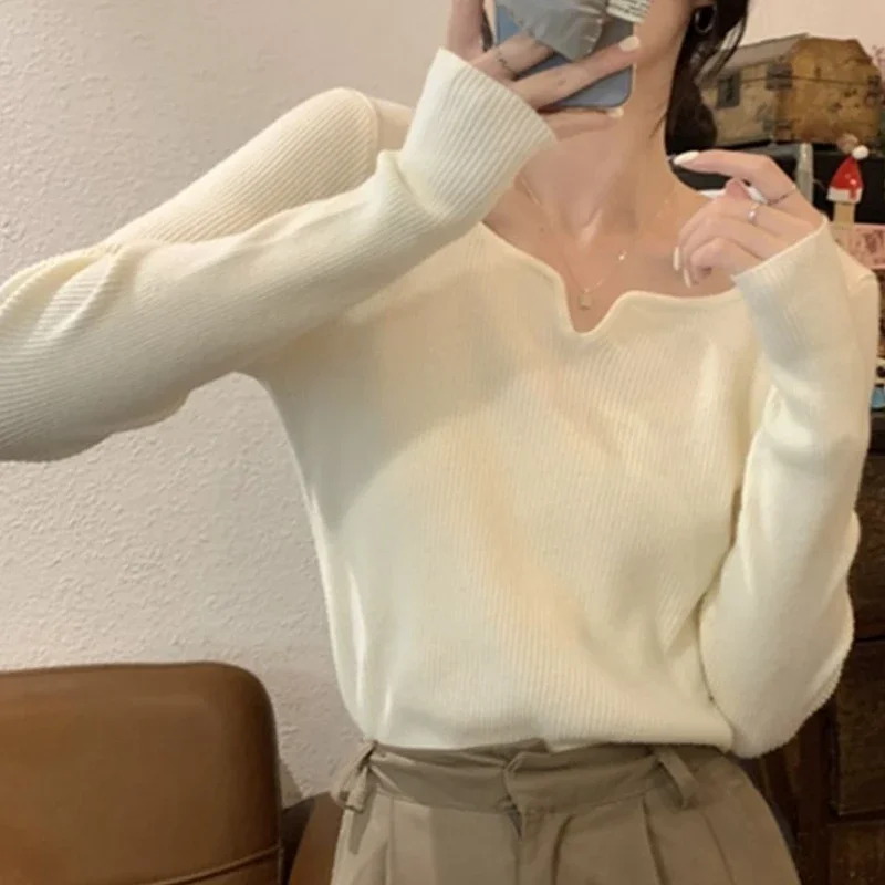 Пуловеры для женщин простой тонкий шикарный классический универсальный женский