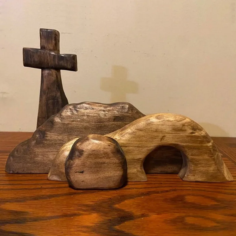 

Easter Scene Wooden Decoration Easter Decor Wooden Cross Resurrection Scene Decor The Empty Tomb Wooden Nativity Set Home Decor