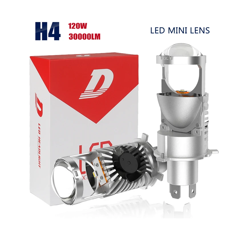 

2PCS H4 LED Car Headlight 6000K LHD Mini Lens Canbus Auto Bulbs White Lights 12V 30000LM Turbo Lamps Super Bright High Low Beam