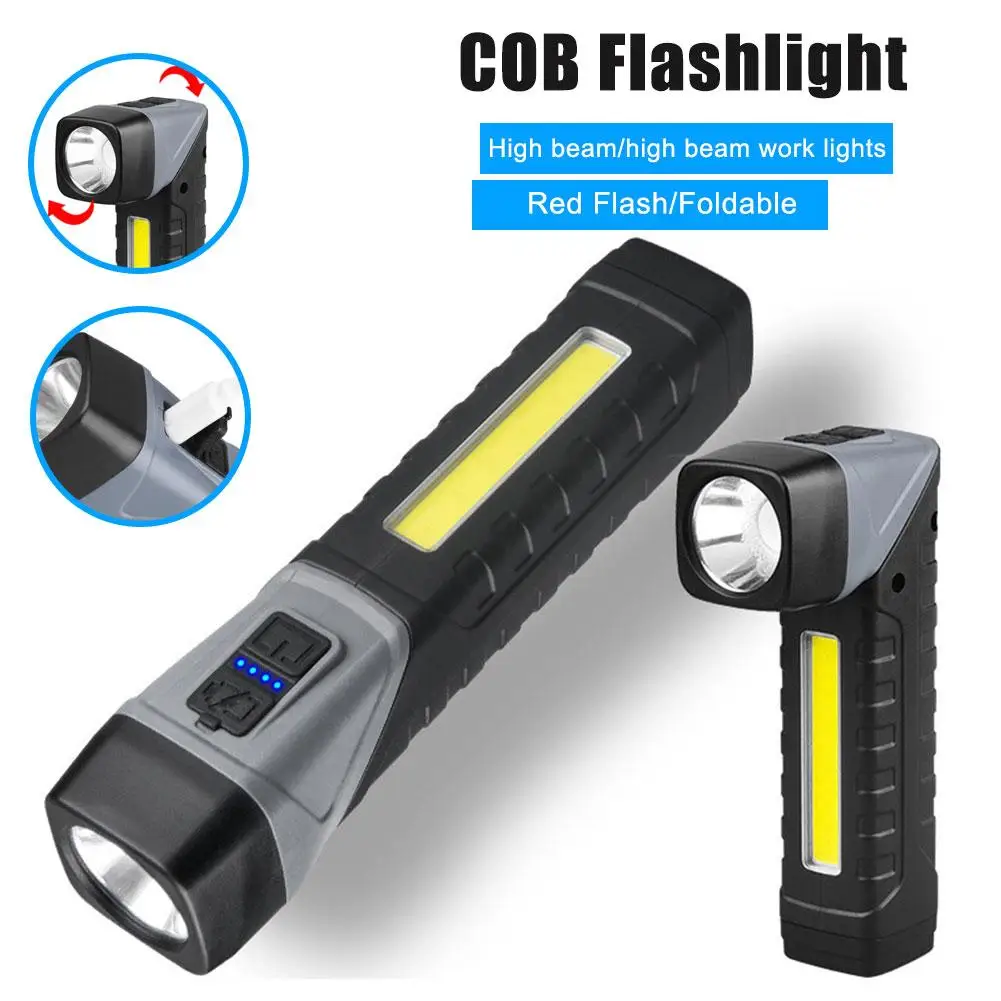 

LED Flashlight Tactical 90 Degree Twist High Lumens Light IP65 Outdoor Lights Waterproof Magnet Light Torch Side Work COB M T4N2
