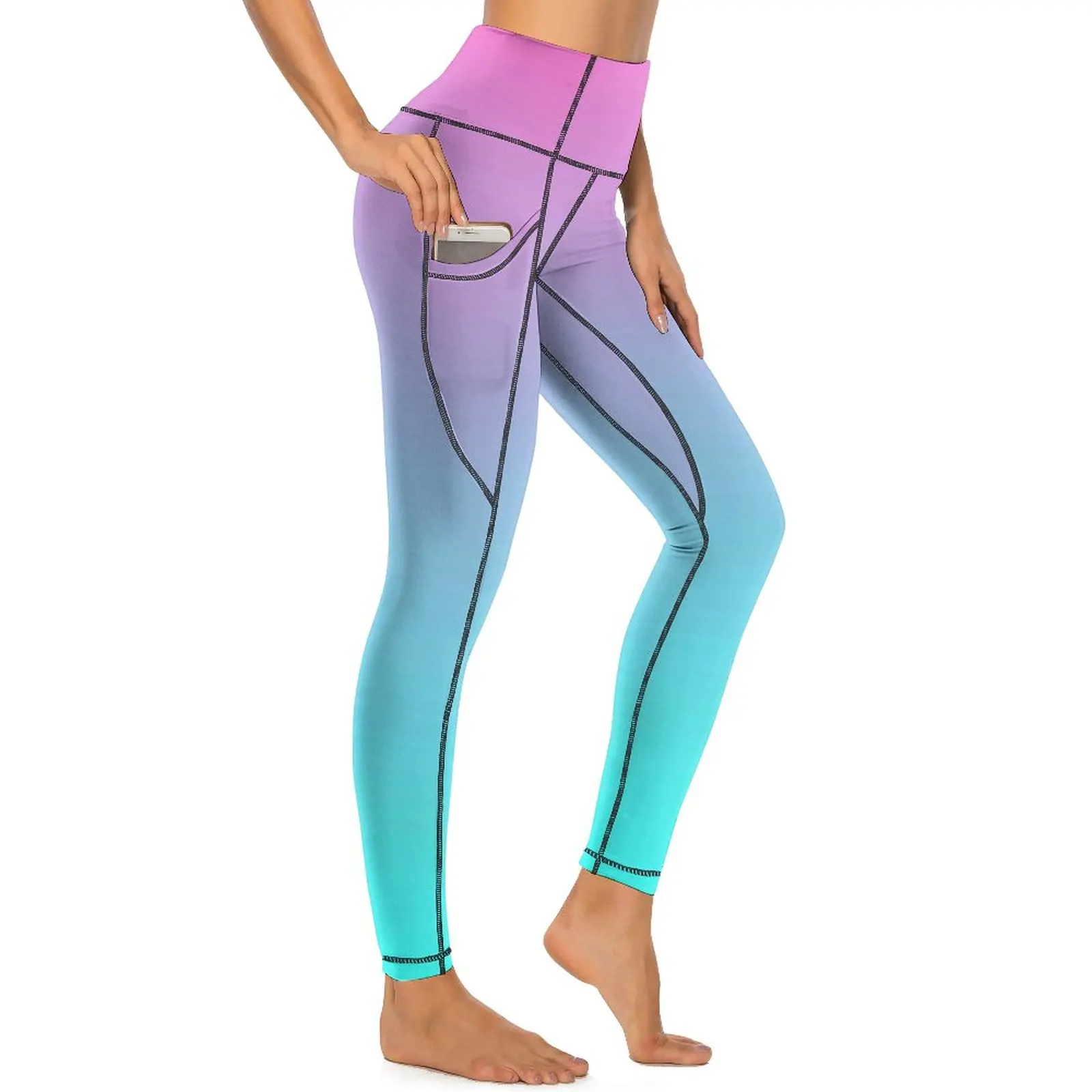 

Ombre Print Yoga Pants Sexy Abstract Girly Pink Pattern Leggings Push Up Fitness Leggins Lady Vintage Elastic Sports Tights
