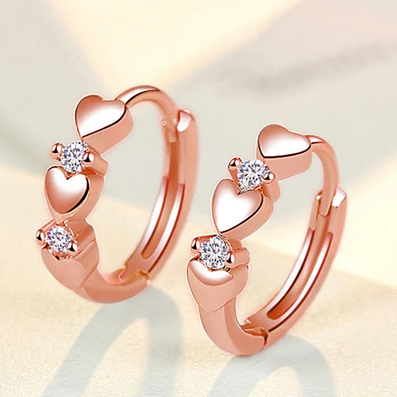 Серьги-кольца женские повседневные с блестящим цирконием