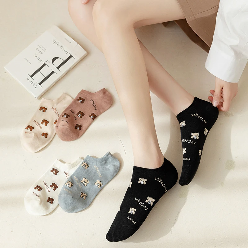

Весенние новые милые женские дизайнерские носки в Корейском стиле, хлопковые Симпатичные Короткие носки для девочек с японским мультяшным ...