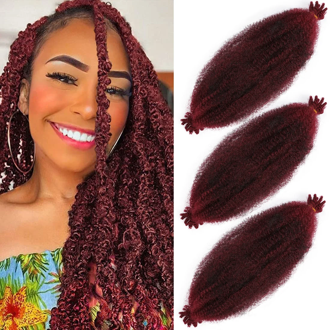 

18inch Springy Afro Twist Braiding Hair Fluffy Marley Hair Crochet Braids Pre Fluffed Spring Twist Hair For Distressed Locs