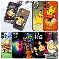 cartoon pikachu pokemon for apple iphone 13 12 mini 11 xs pro max x xr 8 7 6 plus se 2020 5 capa black soft tpu phone case