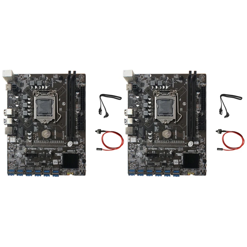 

2X B250C BTC Miner Motherboard with SATA Cable+Switch Cable 12XPCIE to USB3.0 Card Slot LGA1151 Supports DDR4 DIMM RAM
