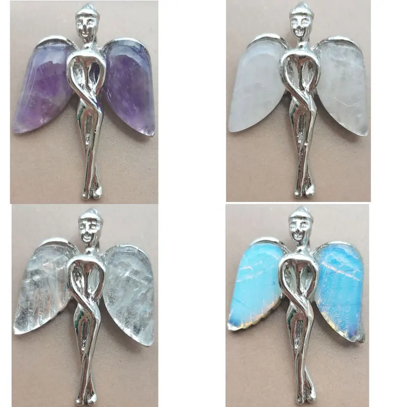 Бесплатная доставка Модные ювелирные изделия 24x34 мм кристалл опал ангел искусство Женщины Мужчины Подвеска бисер WFH590