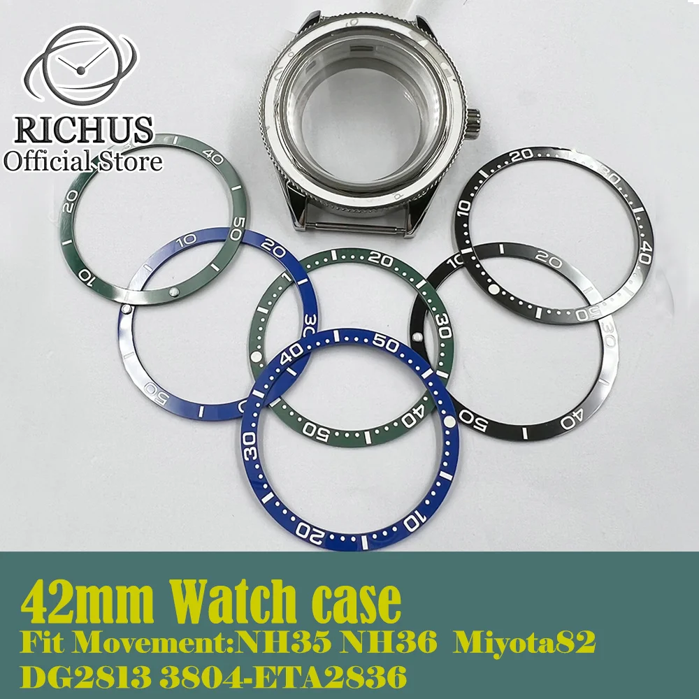 42 мм чехол для часов с твердым сапфировым стеклом подходит NH35 NH36 ETA2824 PT5000 Seagull ST2130