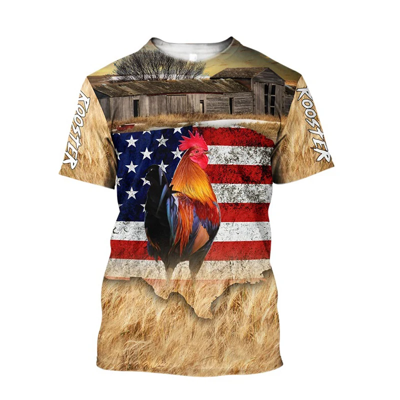 

Rooster Pattern 3D Printed Men's And Women's Fashion Streetwear Summer Personality Round Neck Short Sleeve Oversized T-shirt Top