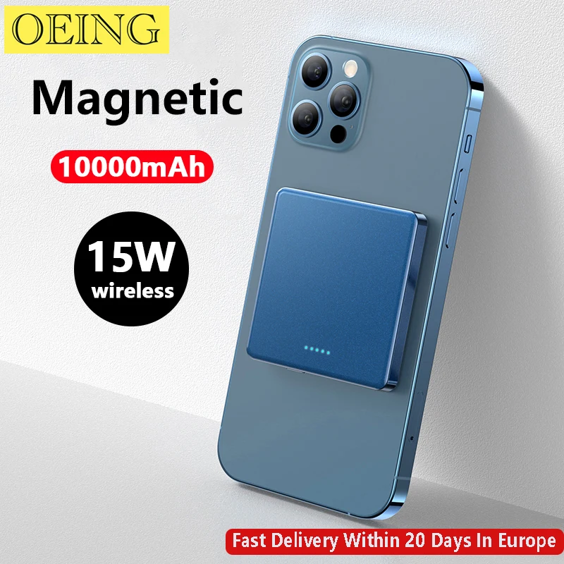 

New 10000mAh 15W Magnetic Wireless Power Bank Fast Charger For iphone 12 13 14 Pro Max Portable External Auxiliary Battery Pack