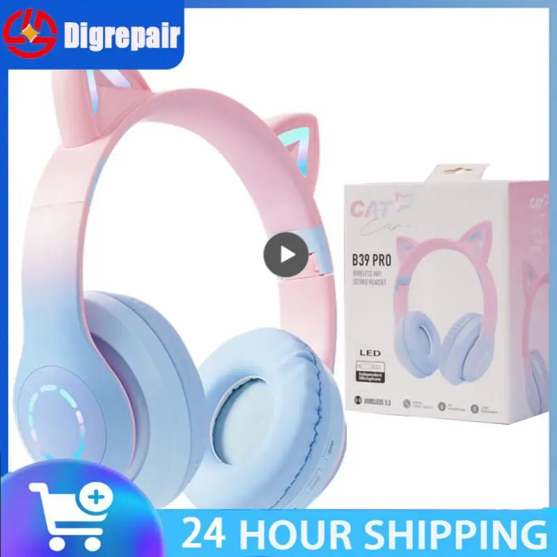 

Cat Ears Headset With Mic Foldable Wired Earphone Stereo Tws Music Earbuds Phone Headsets Wireless Headphone Gaming