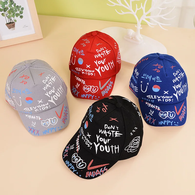 

Boy Girl Baseball Cap for 4-6 Years Kids Hat Brand Design Letter Hip-hop Sunshade Caps Casual Children Adjustable Hats Snapback