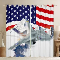 window curtain kids american flag curtain for bedroom living room boys girls flying airplane print window decor