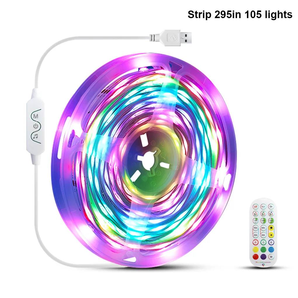 

LED IP20 RGB Color Changing Light Strip 5V Remote Control Colorful Decorative String Lamp Office Hotel Ceremony