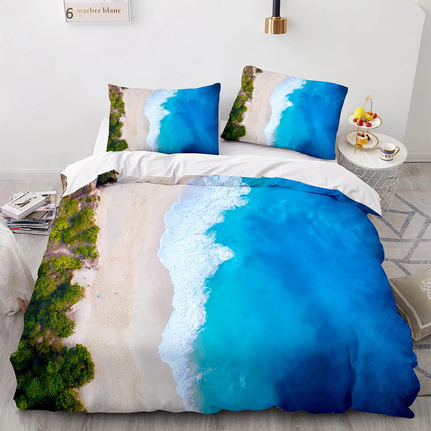 

Comforter Cover Teen Boys Girls Childrens Bed Sets Blue Full Ocean Themed Duvet Cover Set Beach Theme Kids Bedding Sets Coastal