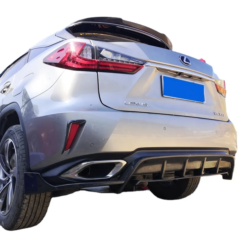 

Carbon Fiber Rear Lip Diffuser DesIgned For Lexus RX300 RX450H 16-20 Car Fins Shark Style Skid Plate Car Bumper Guard Splitter