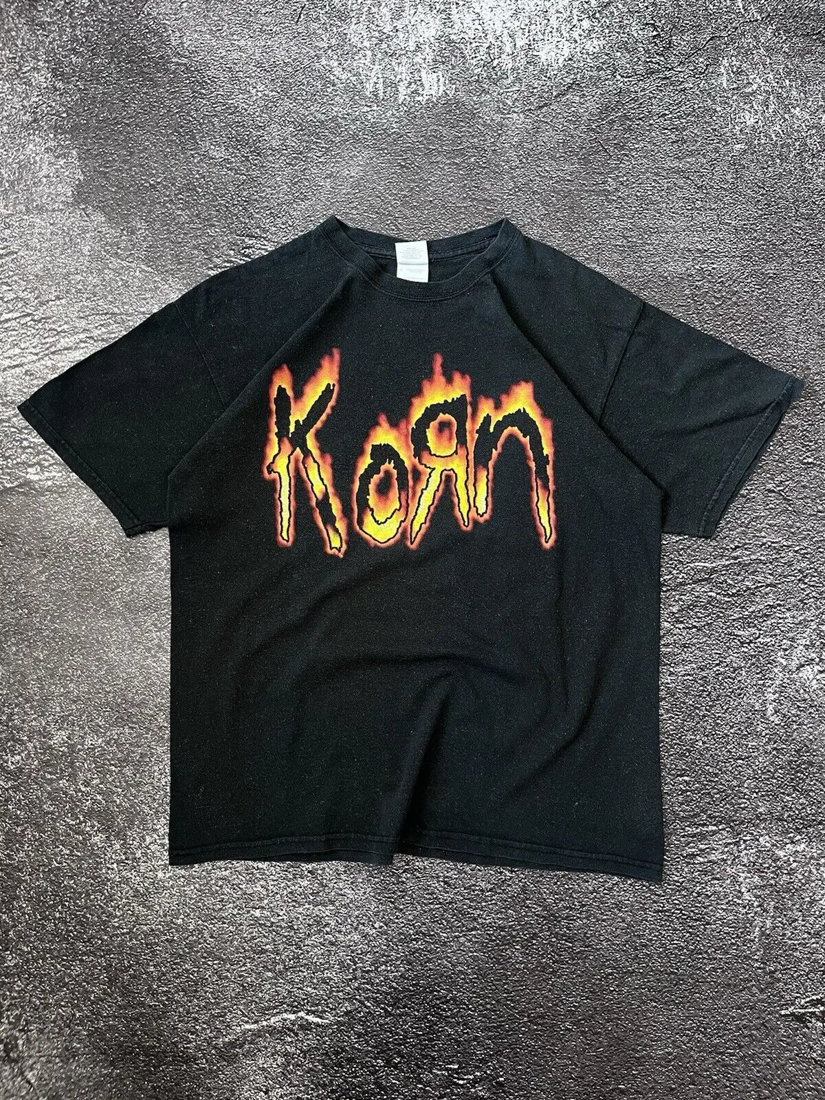 Винтажная футболка Y2K Gilda Tag Korn Flaming Spellout Nu Metal Rock Band размер L