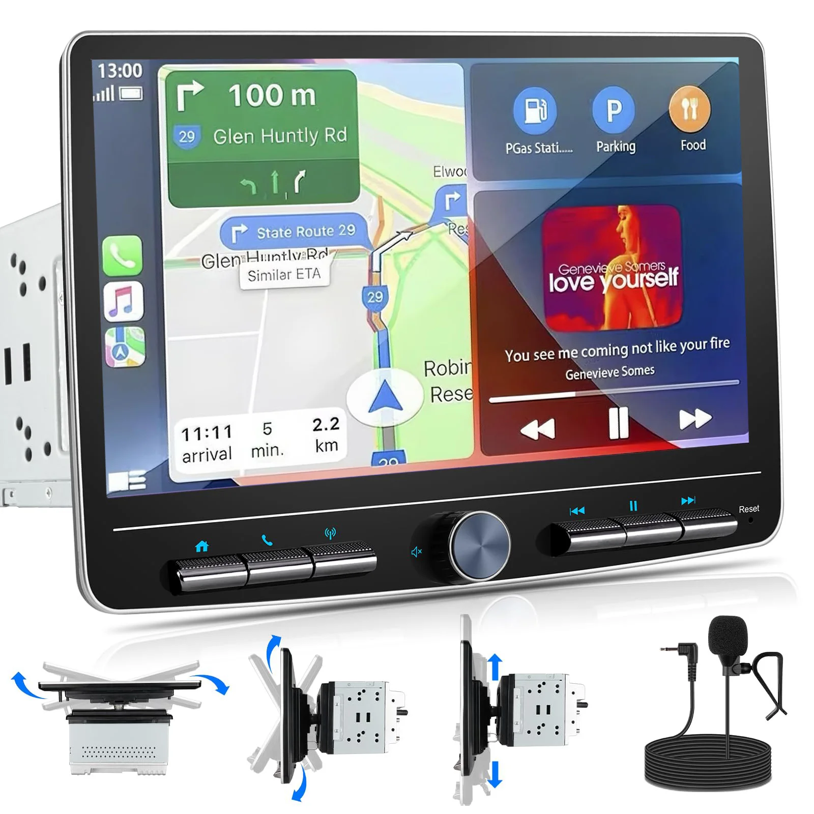 Фото Двойной сенсорный экран Din, радиоприемник, 10 дюймов, Android Auto, 2 Din, автомобильная стереосистема, сенсорный плавающий экран, совместимый с Apple Carplay №1