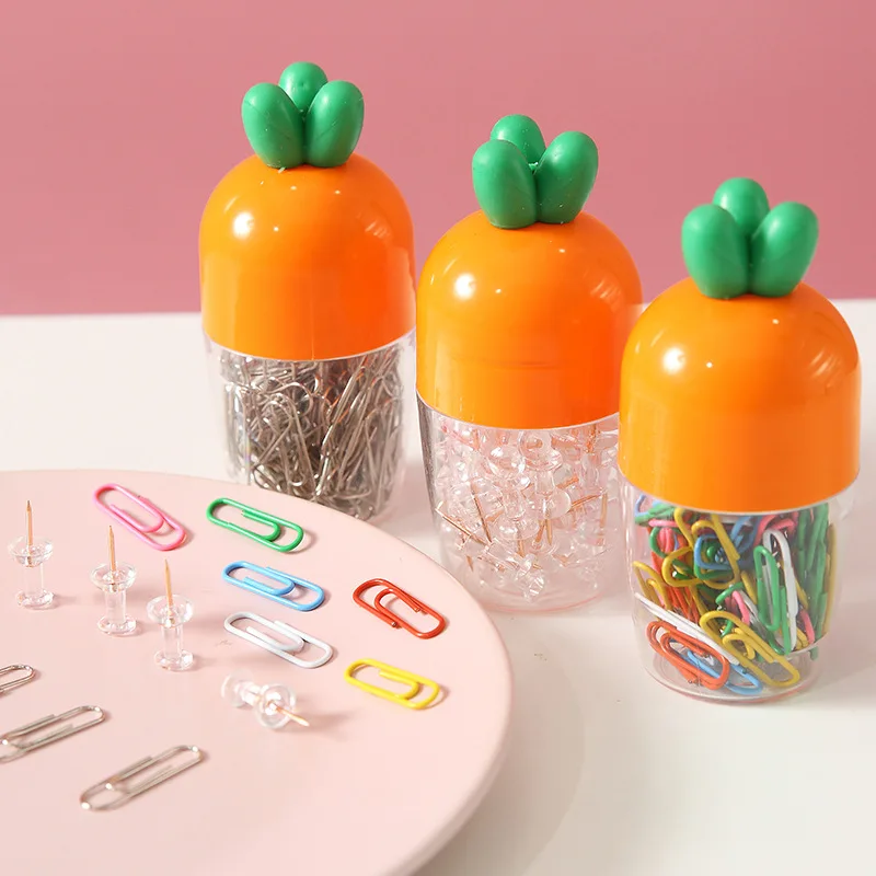 

ICE YOYO Creative Carrot Paper Clip Set Office Binding Practical Paper Clip Simple Bookmark Pushpin Kawaii Stationery Supplies