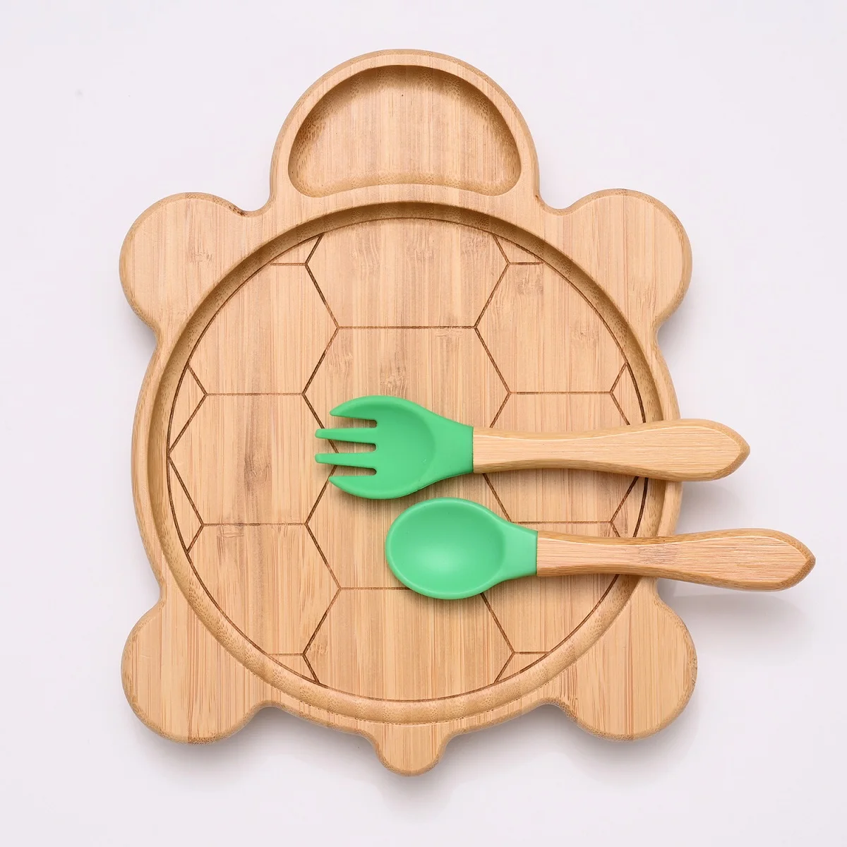 

New Bamboo Plates for Kids Turtle Crab Bamboo Plate Suction for Children Tableware With Spoon Fork Cute Animal Elephant Plate