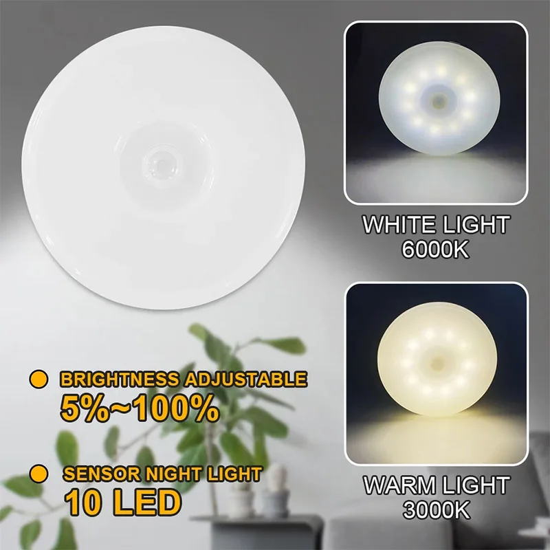 

Светодиодный ночсветильник с мульти-датчиком движения, перезаряжаемый ночсветильник с регулируемой яркостью и зарядкой от USB, освесветиль...