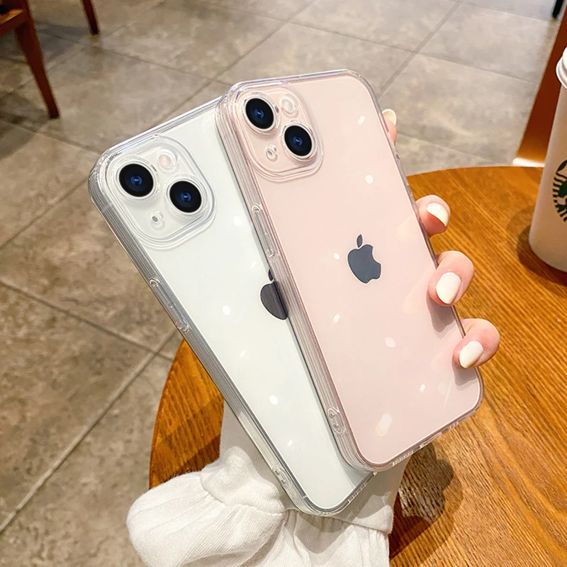 

Luxury HD Transparent Silicone Shockproof Phone Case For iPhone 13 12 11 Pro Max Mini X Xs XR 7 8 Plus SE2 Lens Protection Cover