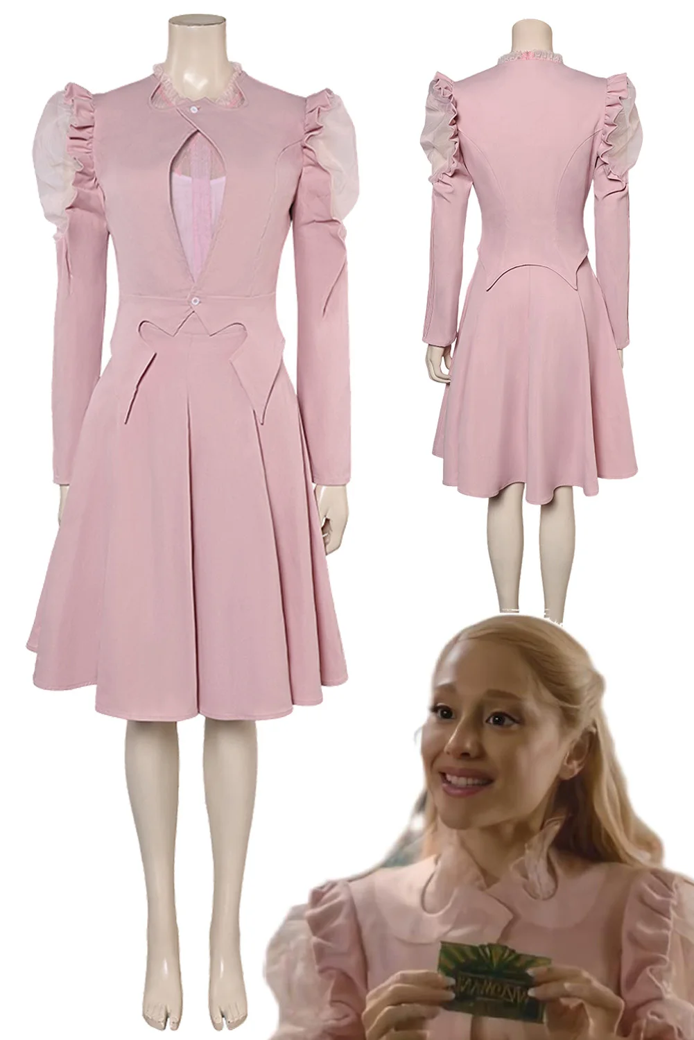 Костюм для косплея Glinda 2024 розовое платье с пышными рукавами из фильма Ведьма Wiked