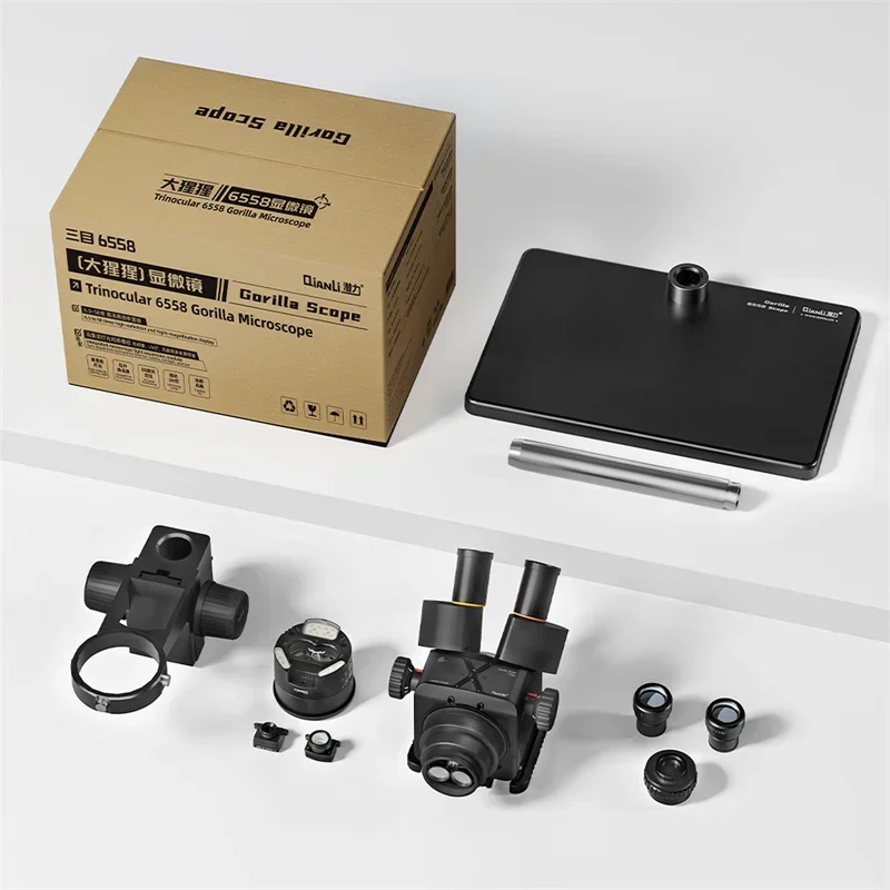 Микроскоп Qianli 6558x Gorilla Trinocular с 6.5X-58X зумом для ремонта материнских плат мобильных телефонов, промышленный электронный микроскоп (art.: 3920dac17345c) - 3920dac17345c