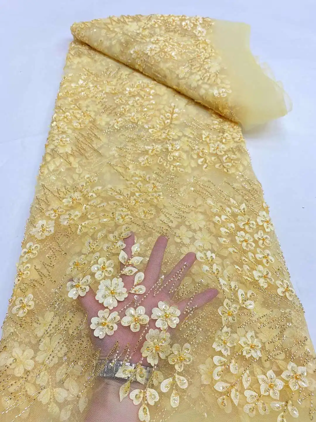 Африканская Тяжелая кружевная ткань 2024 Высококачественная нигерийская 3d