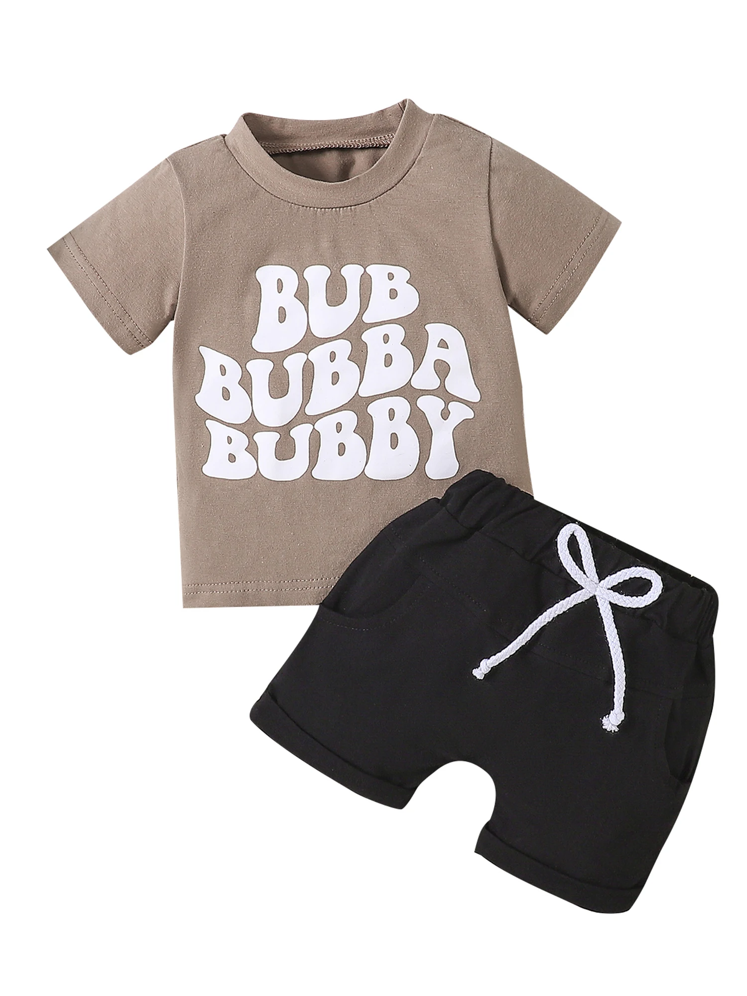 

Летняя одежда для маленьких мальчиков, футболка с коротким рукавом и буквенным принтом, топ с однотонными шортами, милый комплект одежды для новорожденных
