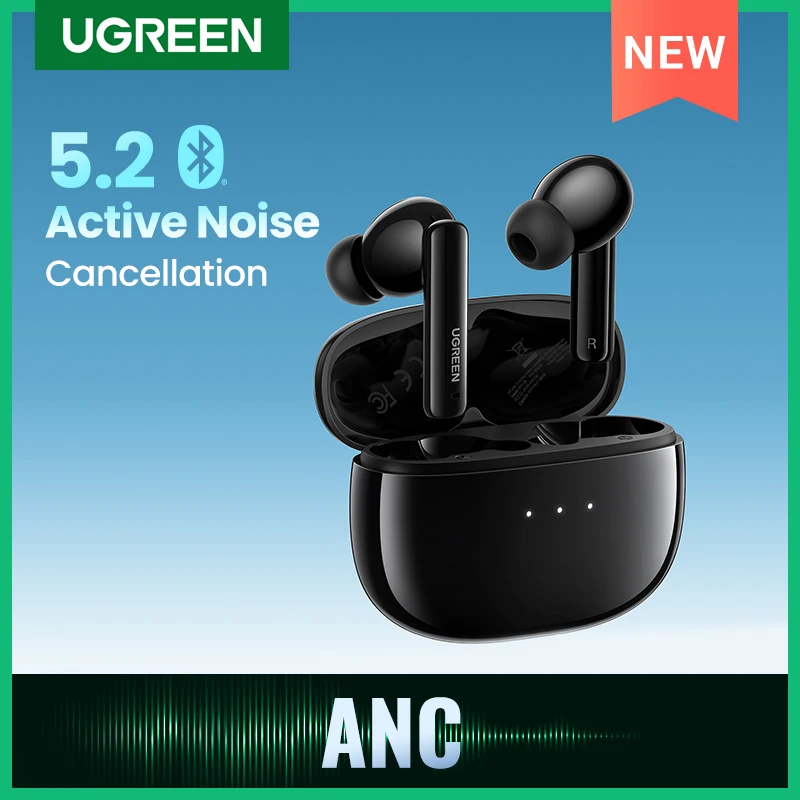 UGREEN HiTune T3 ANC Wireless TWS Bluetooth 5.2 Earphones , Active Noise Cancellation, in-Ear Mics Handfree Phone Earbuds