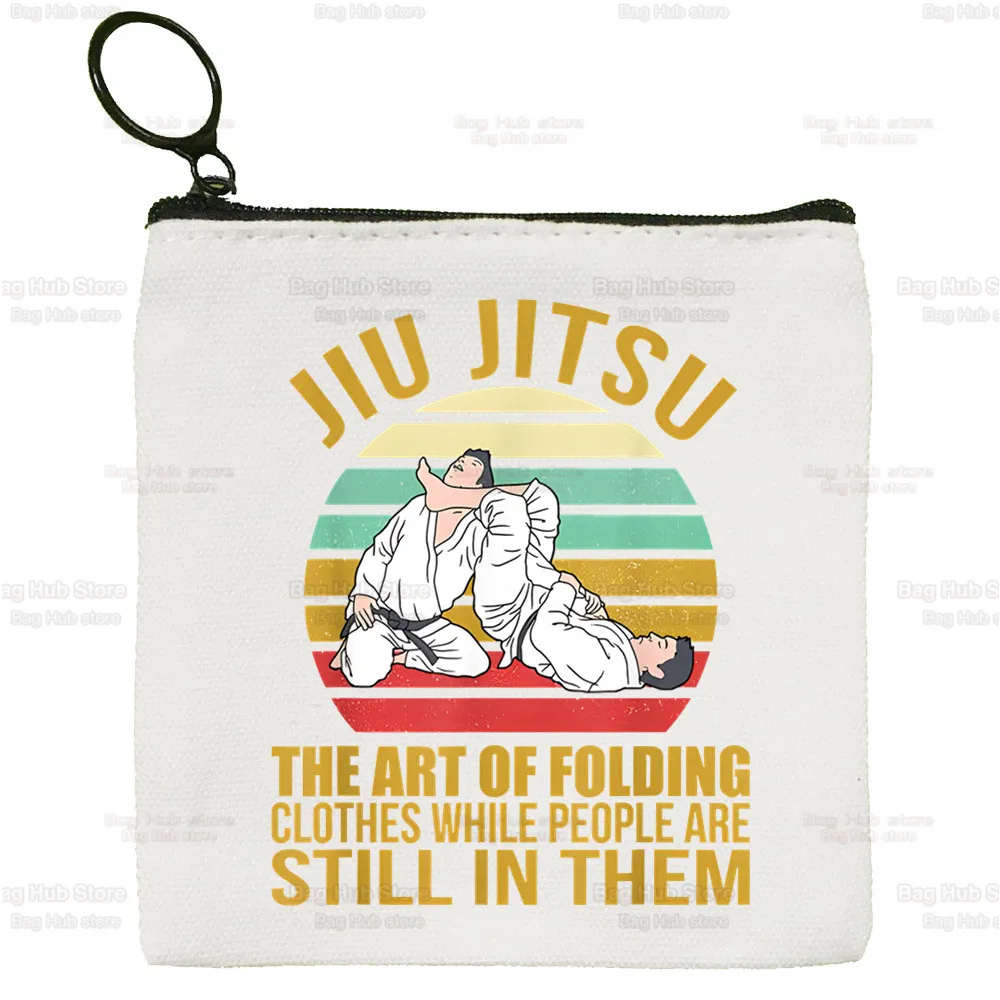 Jiu Jitsu Rashguard Murder Yoga Cute Mini Coin Purse Canvas Student Wallet Coin Case Zipper Hand Female Key Case