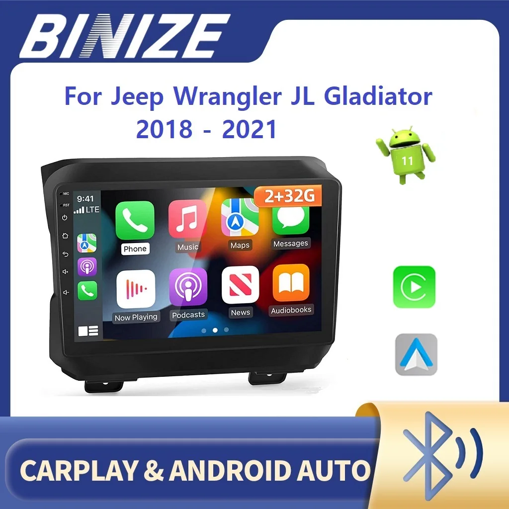 

Binize Android автомобильная стереосистема для Jeep Wrangler JL Gladiator 2018 2019 2020 с Carplay мультимедийный видеоплеер навигатор GPS
