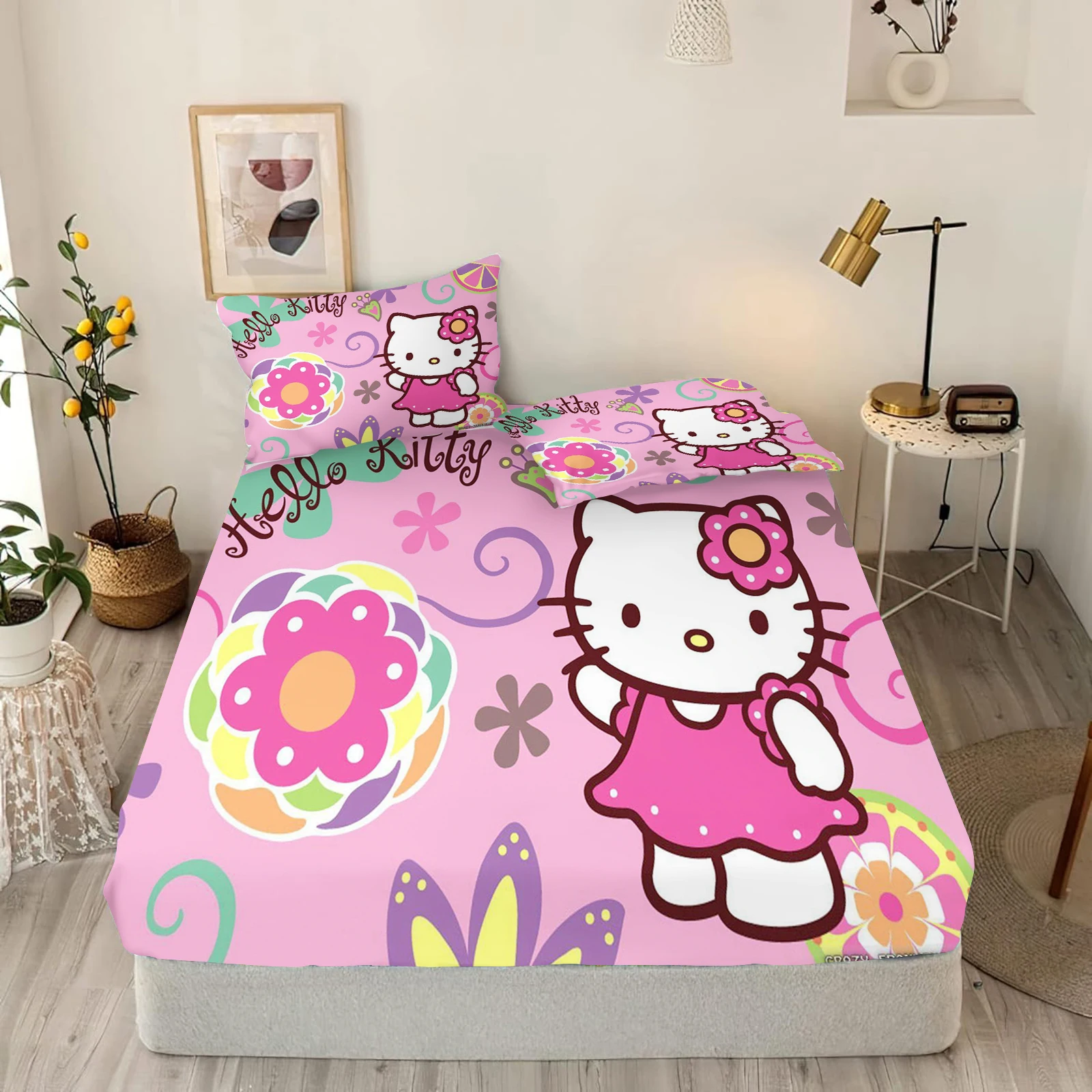 Простыня с рисунком Hello Kitty узор Sanrio милая цифровая печать чехол для маленьких