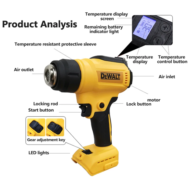 DEWALT Беспроводной термопистолет DCE530 300 Вт Мощный сварочный с функцией