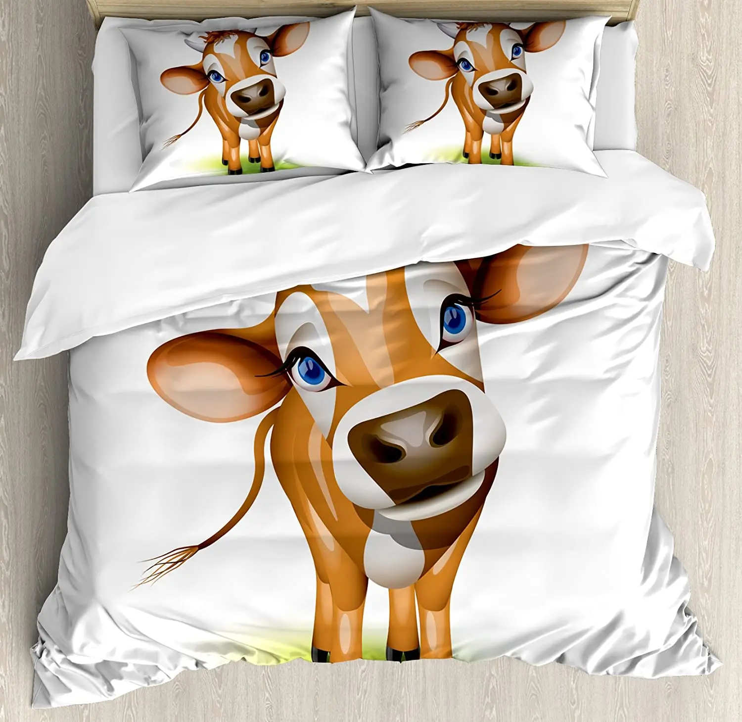 

Baby Bedding Set For Bedroom Bed Home Digitally Composed Cow with Beautiful Captivating E Duvet Cover Quilt Cover And Pillowcase