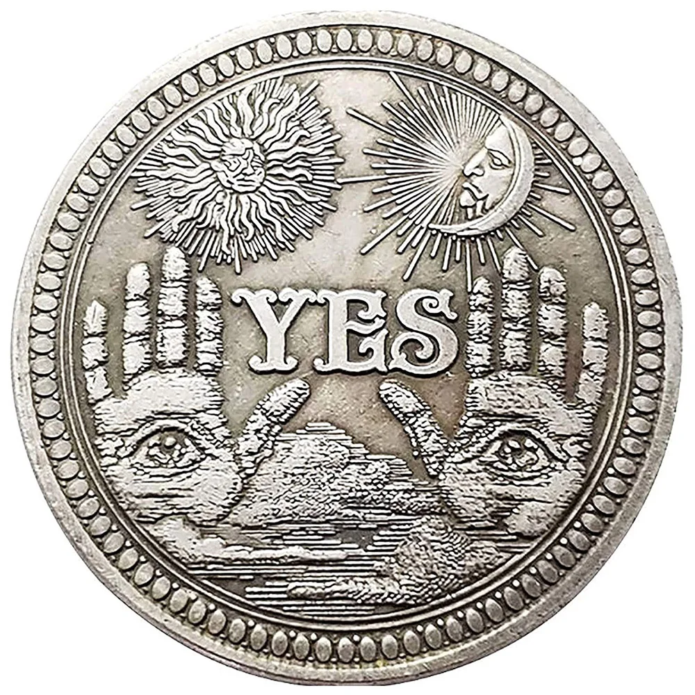 

Yes or No Prediction Decision Coin Ouija All-Seeing Eye or Death Angel Gothic Copper Plated Coin Souvenir Commemorative Coin