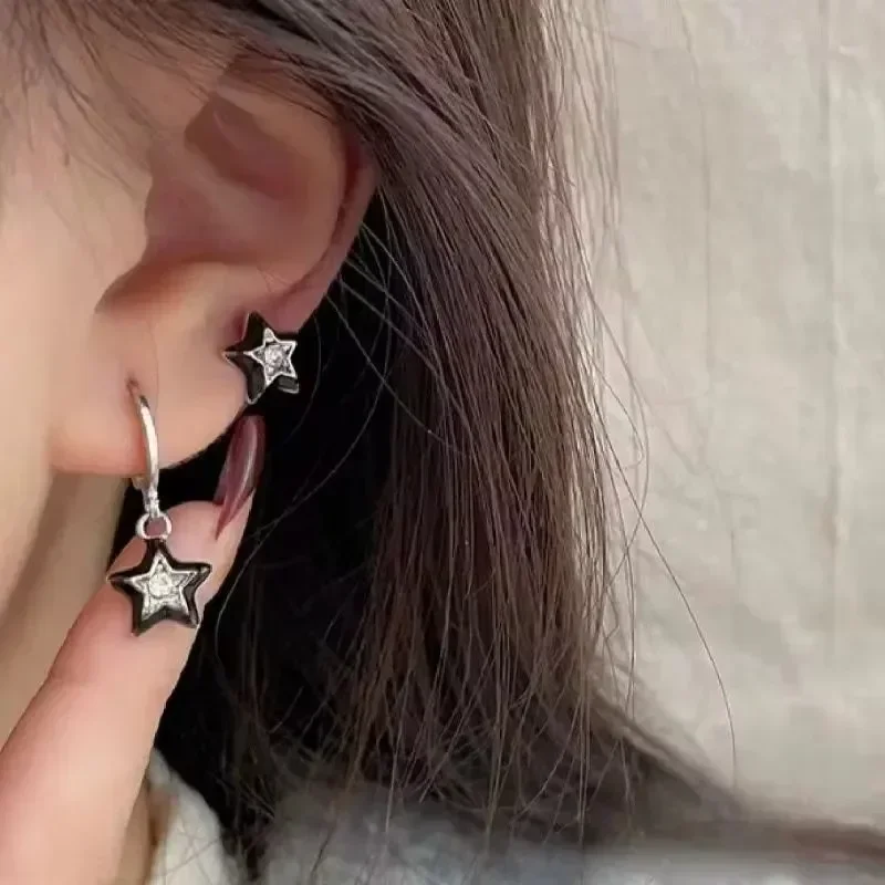 6 шт./компл. готический панк кристалл звезда луна кулон серьги комплект женские