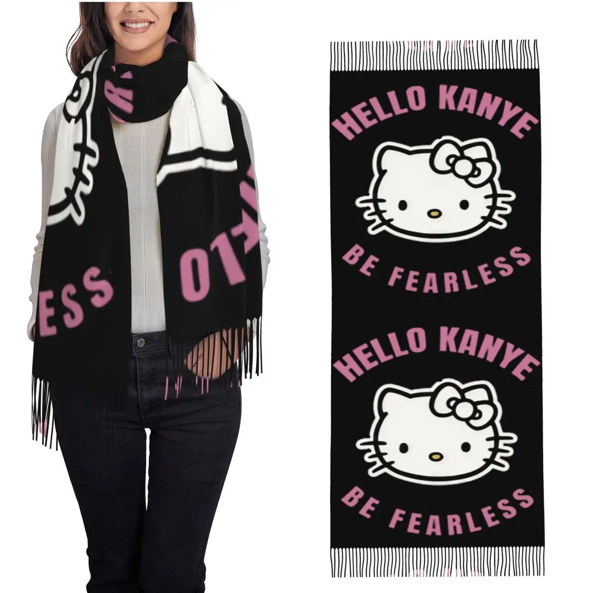 Женский Теплый длинный шарф Hello Kitty от Kanye West