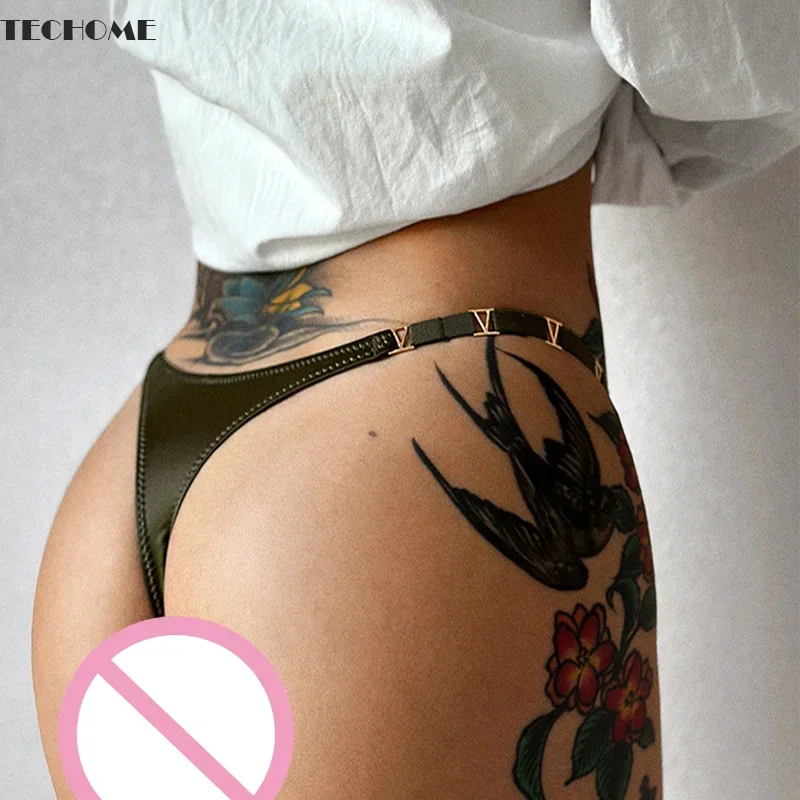 

TECHOME Women Sexy Thongs Satin Metal V G-string Ice Silk Bikini Briefs Underwear Ladies Gym T Pants Hip Lift Lingerie Undies