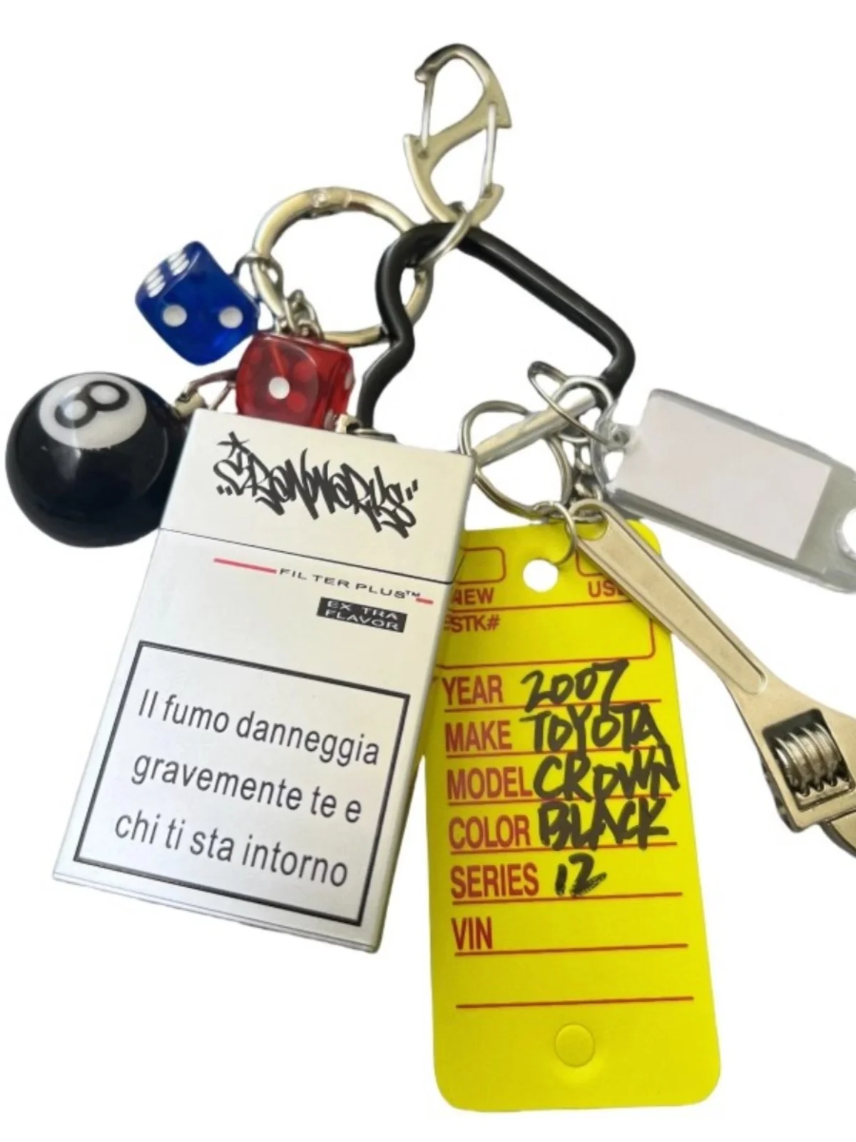 Homemade Multi-Element Graffiti Ashtray Extremely Complex Bag Pendant Handwriting Tag Keychain DIY COUPLE'S