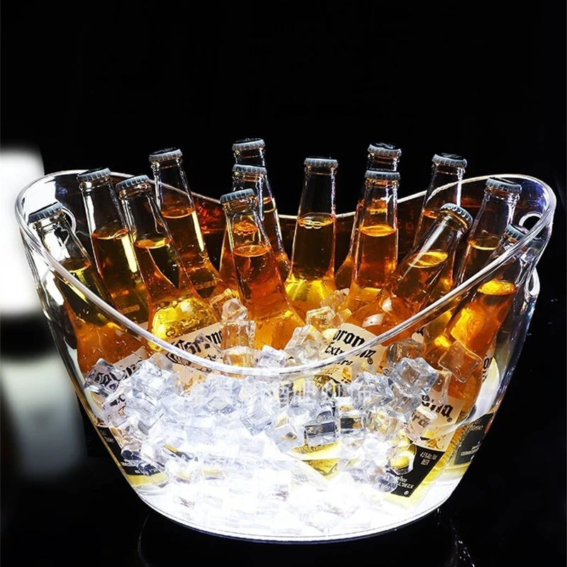 

New Arrivals Creative LED Luminous Ice Bucket Bar KTV Large Capacity Champagne Beer Frame Plastic Transparent Party Wedding