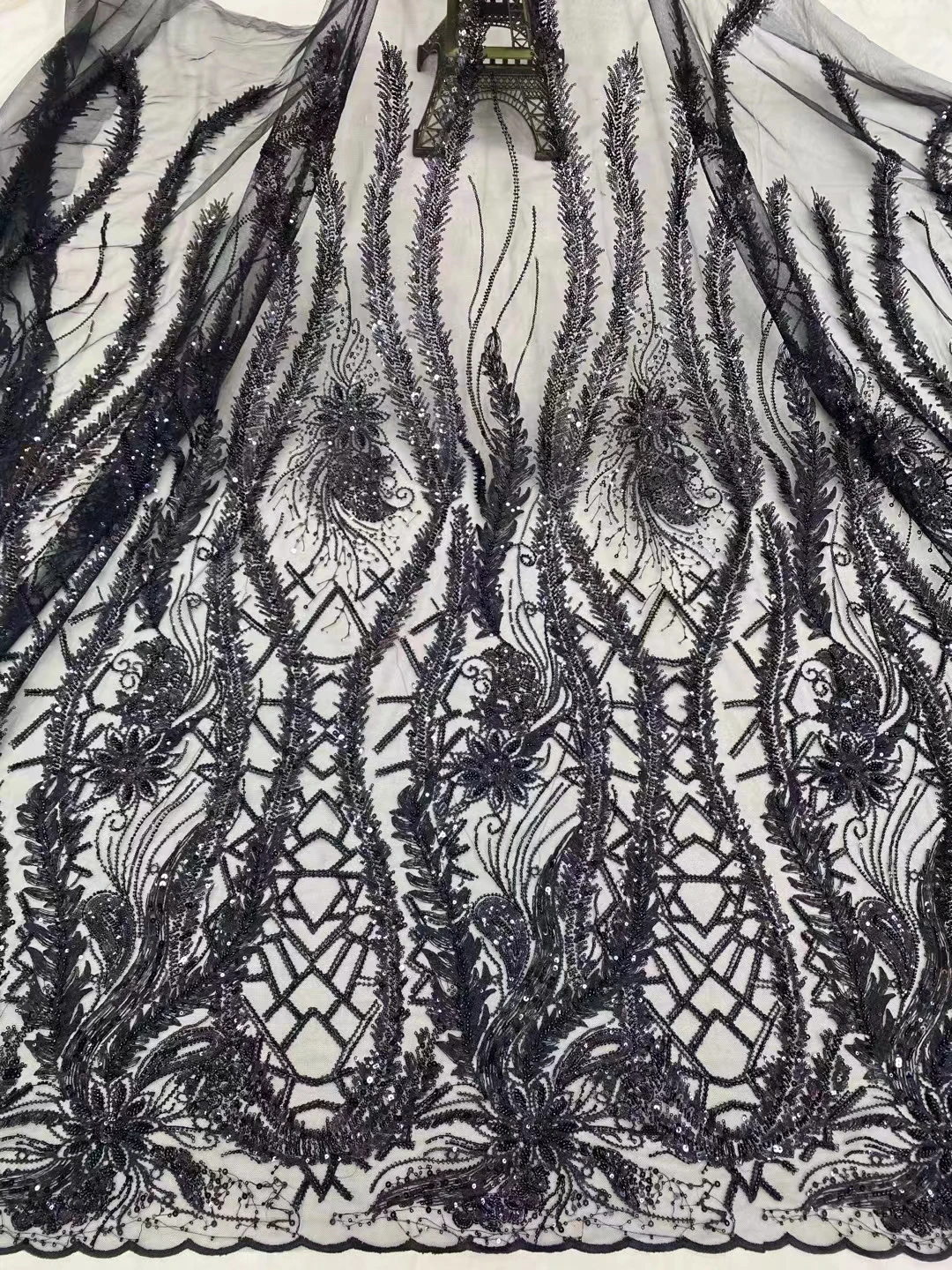 Новый товар Сетчатое платье-Ципао из ткани с большими цветами и блестками