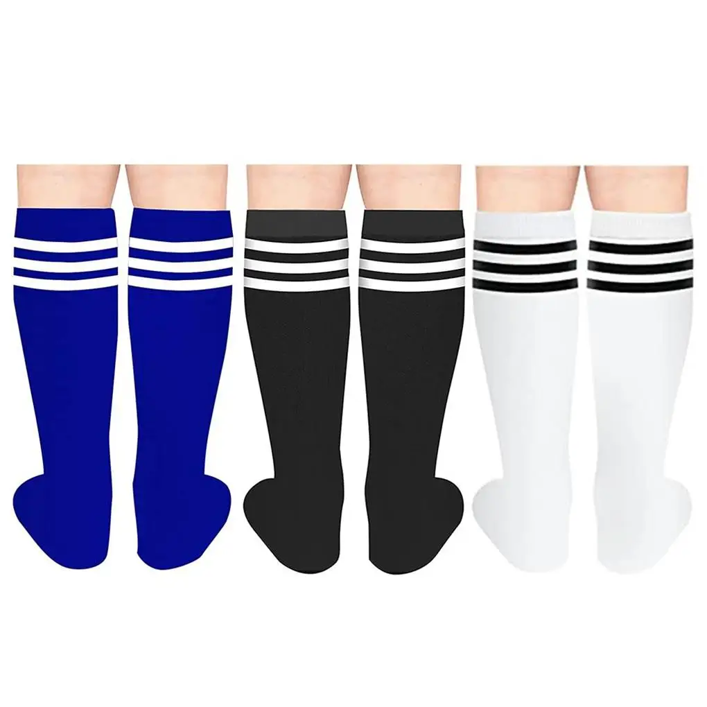 

3Pairs Kids Soccer Sock Knee High Stocking Skin Friendly Uniform Socks