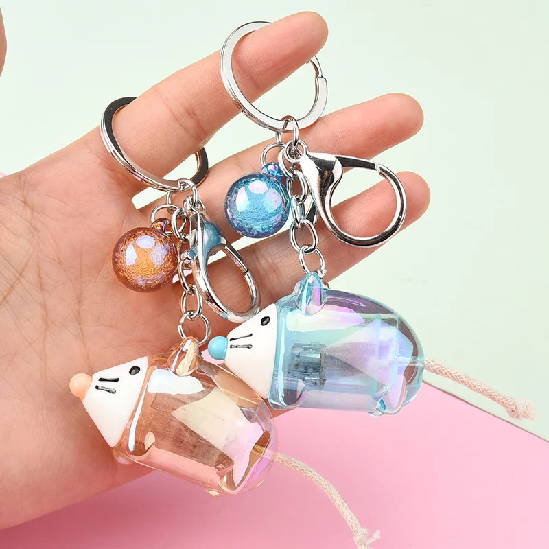 

Glow Keychain Bag Pendant Keychains Women Mouse Creative Cartoon Acrylic Small Gift Fashion Jewelry Accessories