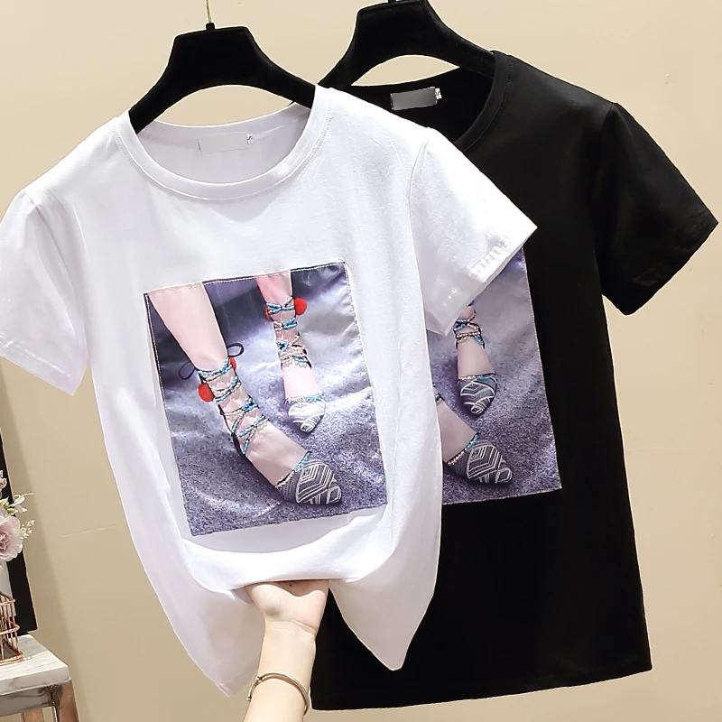

BOBOKATEER Wetement Femme 2022 Summer Top Mujer Short Sleeve T Shirt Womens Clothing Cotton Woman Tshirts O-Neck Dames Kleding
