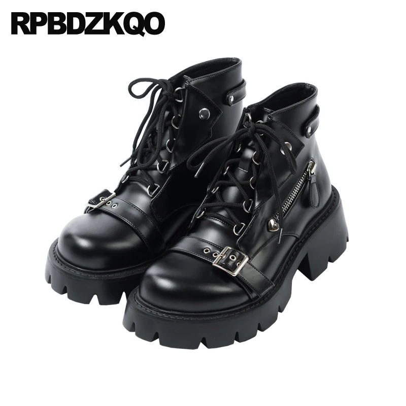 

Embellished Booties Demonia Gothic Platform Boots Punk Patent Leather Big Size Metal Brand Ankle Shoes Goth Chunky Rock Women