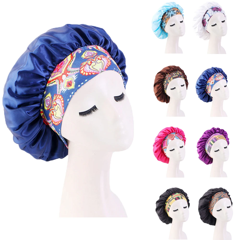 

Night Sleep Cap Satin Solid Sleeping Hat Elastic Hair Care Hat Daily Use and Beauty Salon Bonnet Satin Cap Home Accessory