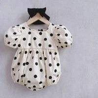 2022 summer new baby girl clothes cute dot print princess bodysuit toddler girls short sleeve jumpsuit with headband 0 24m
